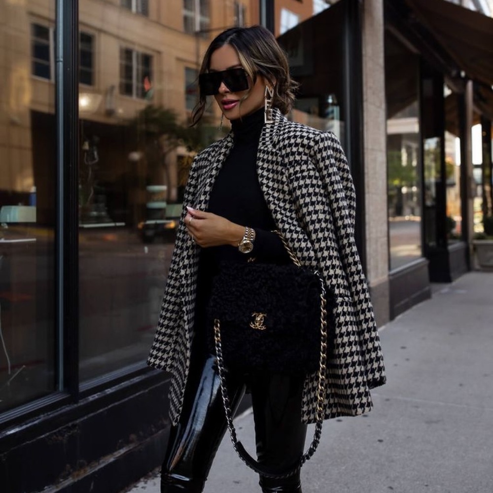 Zara double breasted houndstooth blazer